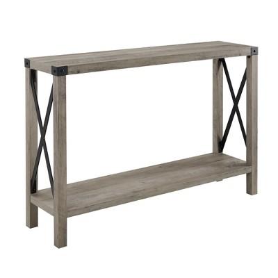 46" Urban Industrial Farmhouse Metal X Entry Table Gray Wash - Saracina Home