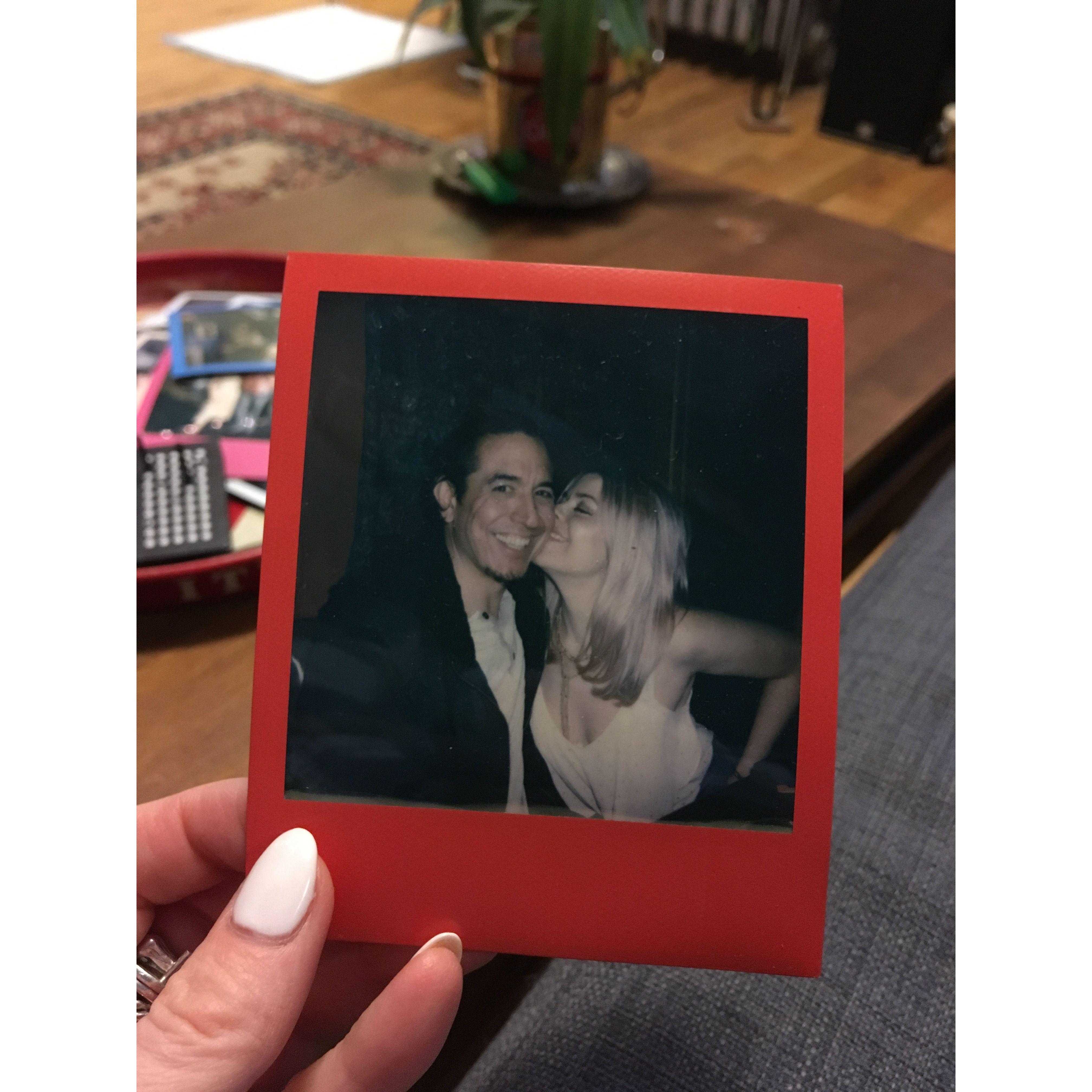 Polaroid of Alex and Jason at Buzzy's birthday (Lil Frankie's)