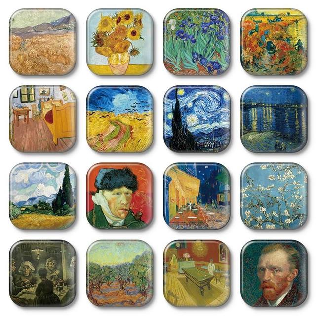 MORCART 16PCS Van Gogh Magnets for Fridge, Cute Locker Magnets Decorative for Refrigerator Whiteboard Cabinet Office Kitchen Blackboard Art for Adult