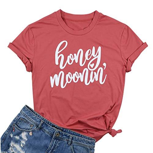 Women Honeymoonin T-Shirt for Women Funny Bride Vacation Tees Casual Short Sleeve Tops