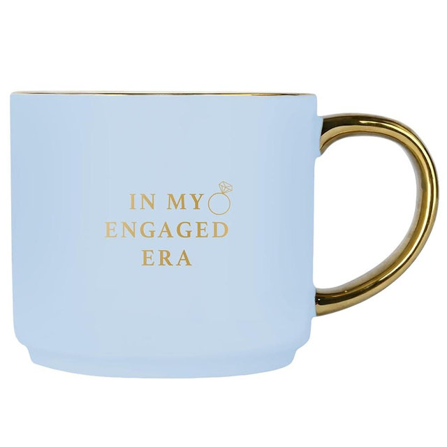 Sweet Water Decor In My Engaged Era Gold Handle Coffee Mugs - 17oz Cute Coffee Mugs for Hot & Cold Drinks - Spring Home Decor and Gift - Ideal Tea & Espresso Mugs