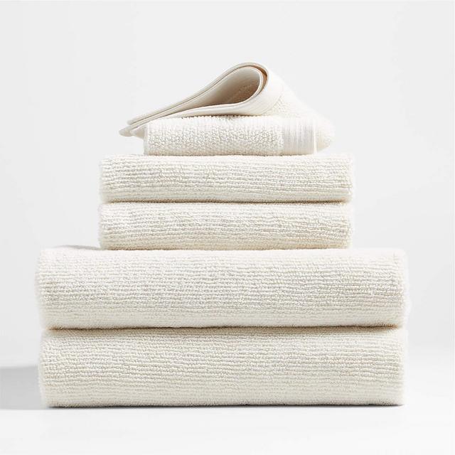 Antimicrobial Organic Cotton Ivory Bath Towels, Set of 6