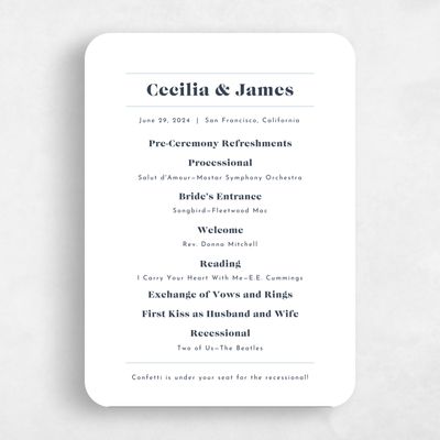 White Rounded Wedding Program - Henrietta