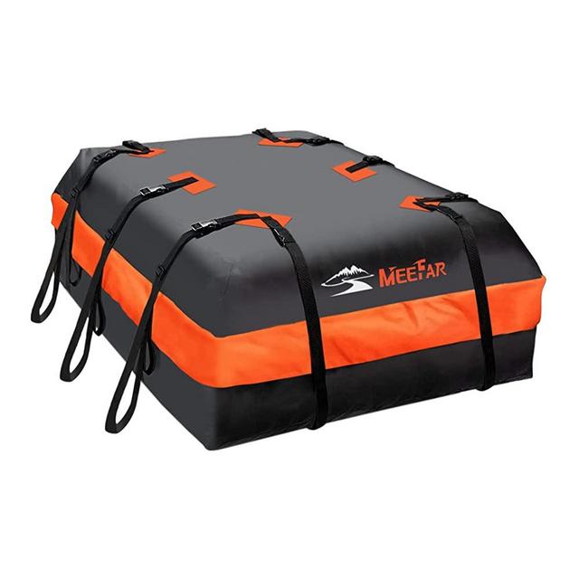 MeeFar Car Roof Bag XBEEK Rooftop top Cargo Carrier Bag 20 Cubic feet Waterproof for All Cars with/Without Rack, Includes Anti-Slip Mat, 10 Reinforced Straps, 6 Door Hooks, Luggage Lock