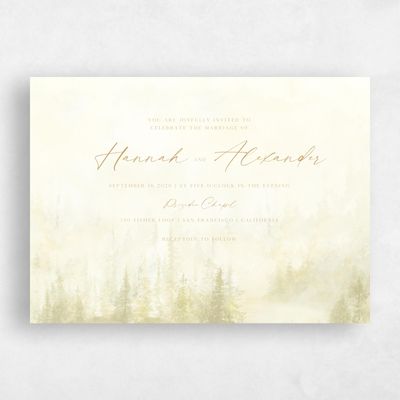 Dijon, Yellow Wedding Invitation - Forest Landscape