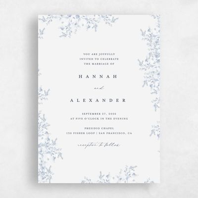Sweet Blue Wedding Invitation - Lugano Portrait