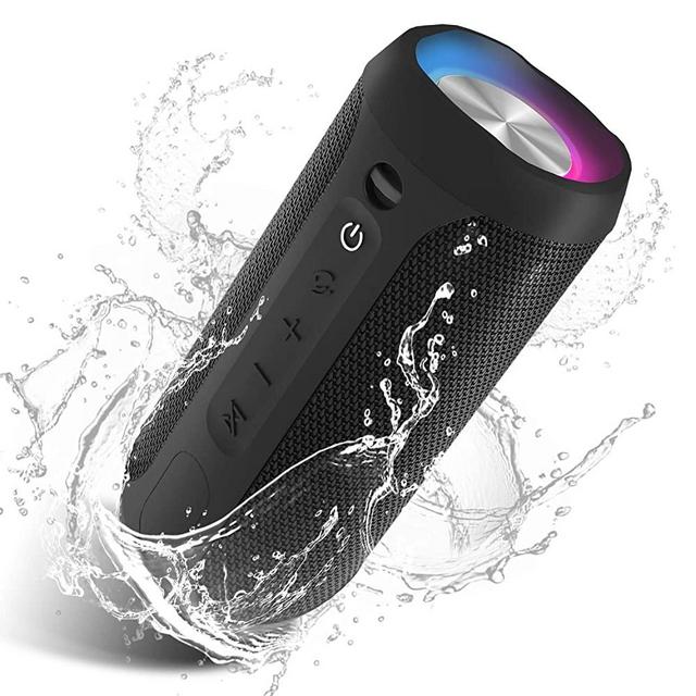 EDUPLINK Portable Bluetooth Speaker Waterproof IPX7 Wireless Speaker with 20W Louder Stereo Sound Outdoor Speakers with Party Lights TWS Pairing for Home Party