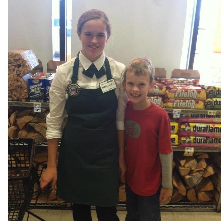 Maggie in her Roth's uniform, and brother Nathan