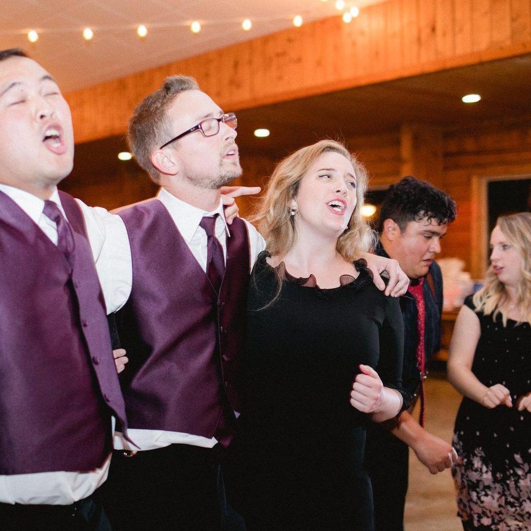 Singing "Don't Stop Believing" at the Parker wedding - September, 2018.