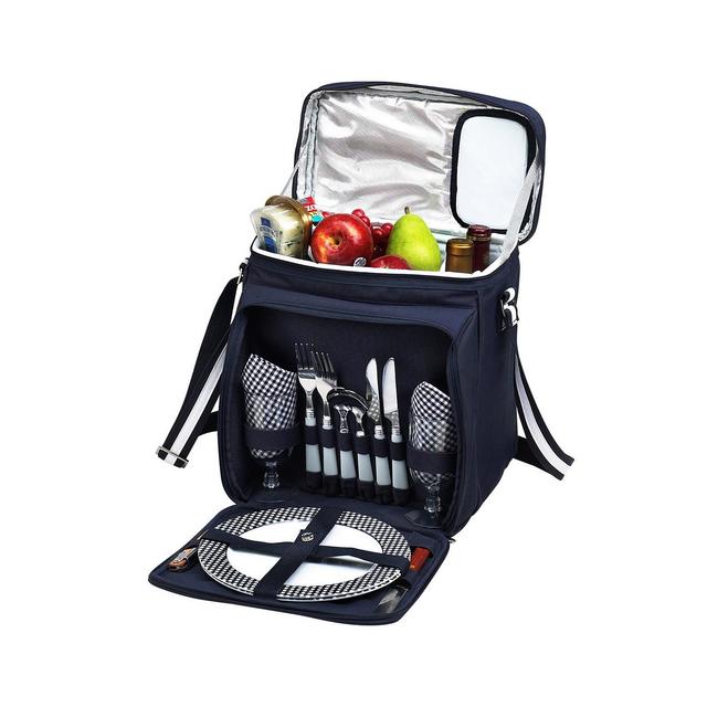 Picnic at Ascot Insulated Picnic Basket, Cooler Equipped with Service for 2