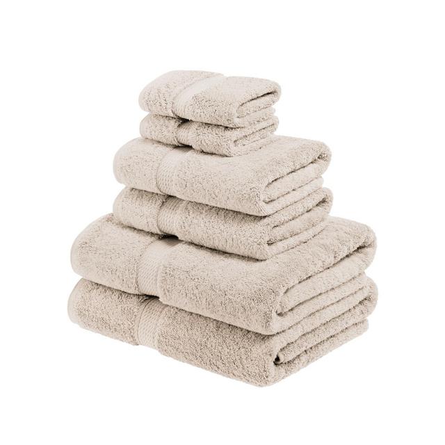 Solid Luxury Premium Cotton 800 GSM Highly Absorbent 6 Piece Bathroom Towel Set, Stone by Blue Nile Mills