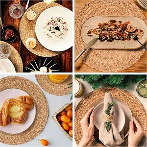 13.5” Round Woven Placemats, Set of 4