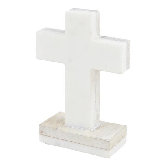 White Marble Wood Cross
