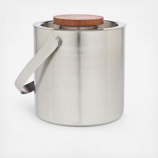 Stainless & Teak Covered Handled Ice Bucket