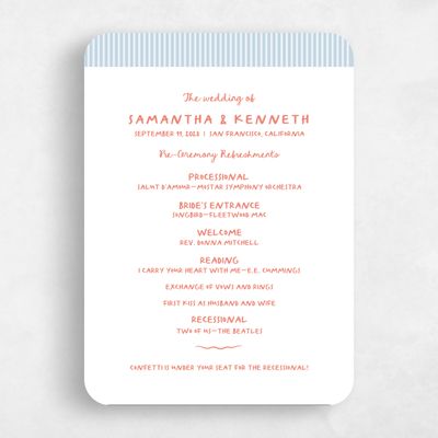 Blue Rounded Wedding Program - Sole