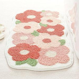Molesun Floral Bath Mat, Bathroom Rug Non-Slip Soft Shower Rug Microfiber Cute Bath Rug for Kids, Water Absorbent Thick Shaggy Floor Mats for Bedroom, Kitchen, Home Decor, 20x40, Flowers