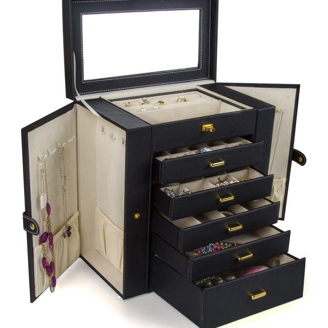 Kendal Black Leather Jewelry Box