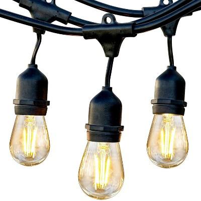 Brightech Ambience Pro Outdoor String Lights with 16 Hanging Sockets & Soft White LED Edison Bulb for Outside Backyard Cafe Patio or Porch, 48 Foot