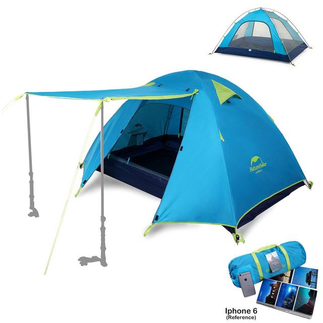 Topnaca 2-4 Person 3 Season Backpacking Tent Waterproof Awning Design Two Doors Double Layer with Aluminum Rods for Outdoor Camping Family Beach Hunting Hiking Travel