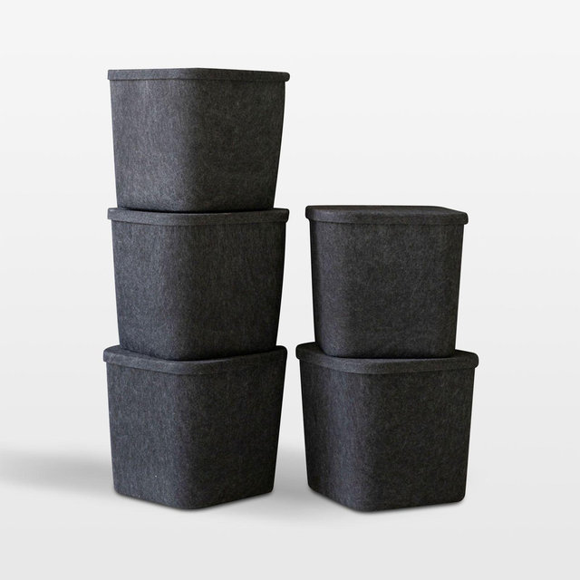 Sortjoy Original Carbon Sculpted Storage Bin with Lid, Set of 3