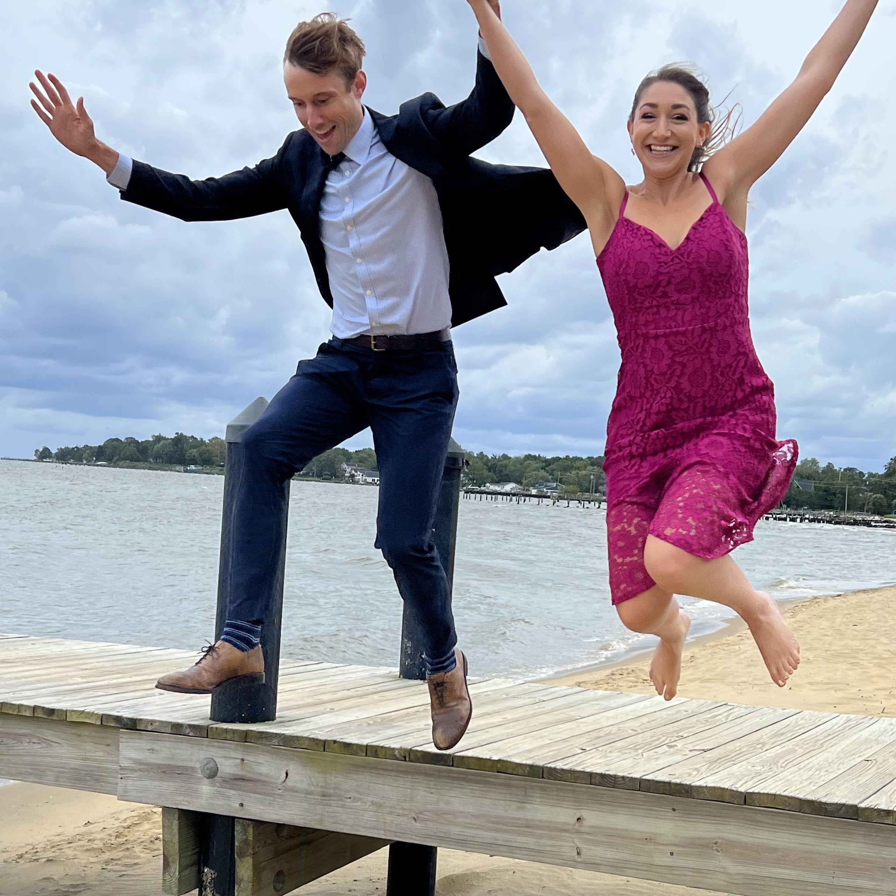 Fancy attire can't stop us from playing in the sand