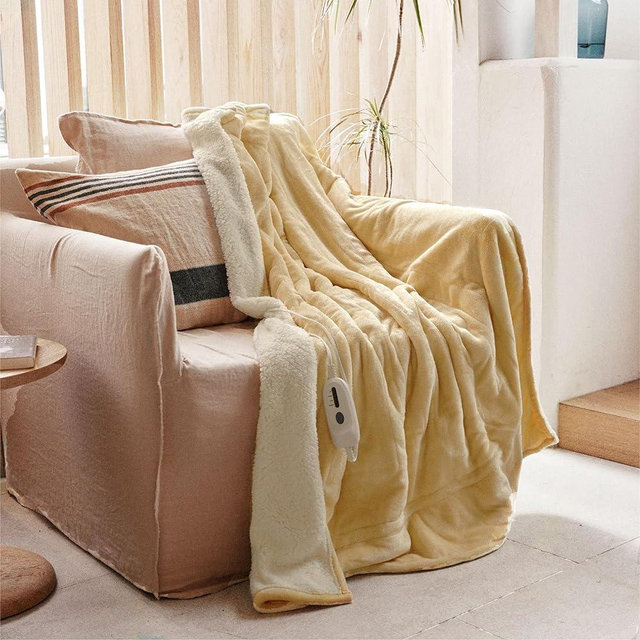 GOTCOZY Heated Blanket Electric Throw 50''X60''- Soft Silky Plush Electric Blanket with 4 Heating Level & 3 Hour Auto Off Heating Blanket, ETL Certified Machine Washable (Yellow)