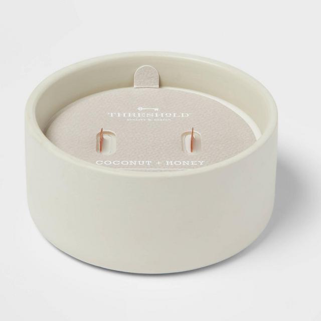 8oz Gray Matte Ceramic 2-Wick Candle Coconut and Honey - Threshold™