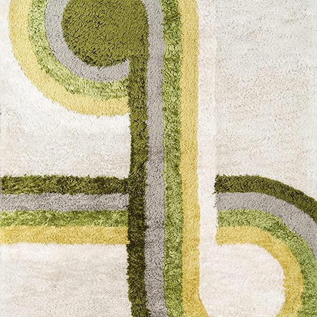 Novogratz Retro Collection Bullseye Shag Area Rug, 5'0" x 7'6", Green