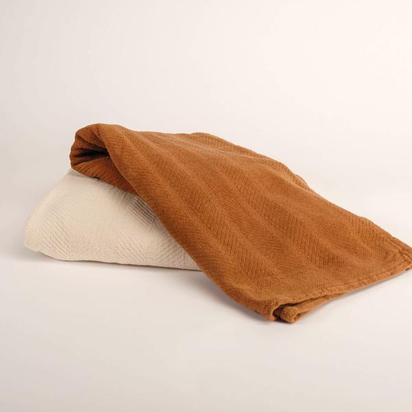 Certified Organic Chenille Throw Blanket - Camel