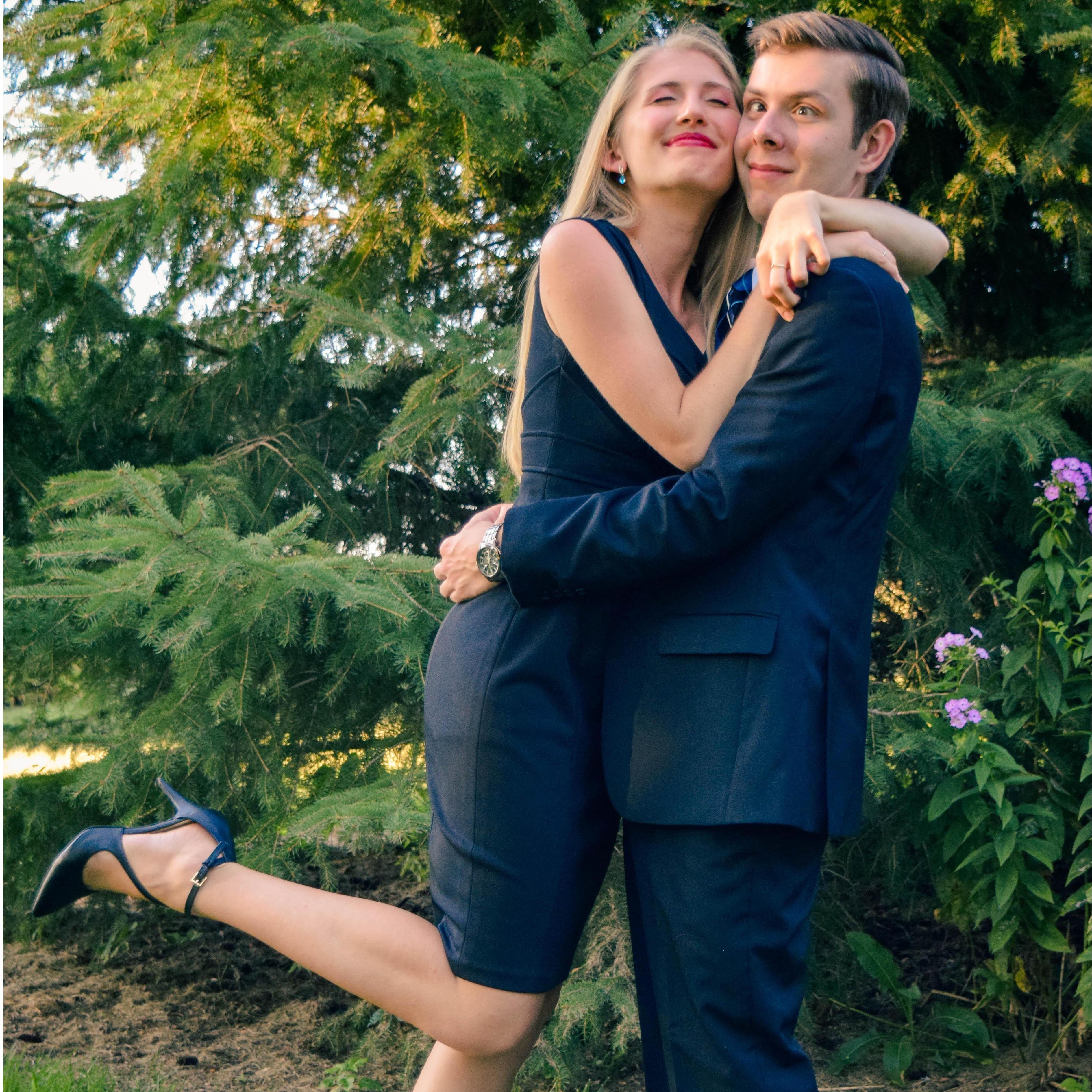 We may look fancy and formal for our 1 year anniversary dinner, but we're really just fun-loving goofs! :)