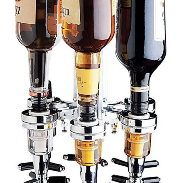 Godinger 6 Bottle Liquor Dispenser, Revolving Whiskey Bottle Dispenser Holder