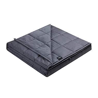 ZonLi Cooling Weighted Blanket 15 lbs(48''x72'', Twin Size, Grey), Cooled Weighted Blanket for Adults, 100% Cotton Material with Glass Beads