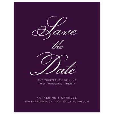 Plum, Purple Wedding Digital Save the Date - Arthur Type