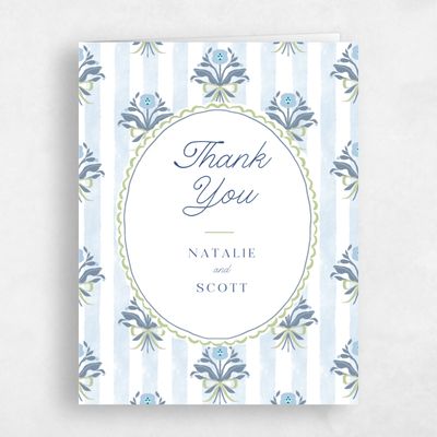 Pale Blue Wedding Thank You - Clematide Portrait
