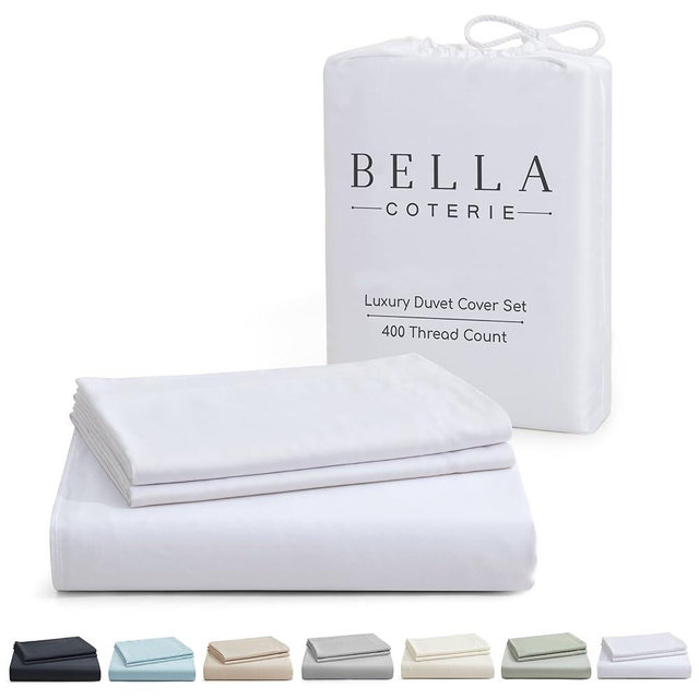 Bella Coterie Luxury Bamboo King Size Duvet Cover Set | Organically Grown | Ultra Soft | Cooling | Two Luxury Pillow Shams | Viscose Bedding Made from Bamboo | No Insert [White]