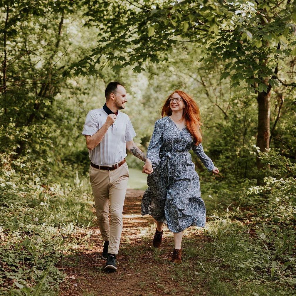 A favorite from our engagement photoshoot! Taken at Seven Bridges in South Milwaukee, WI. Photo credit: Liller Photo. 6.6.2025