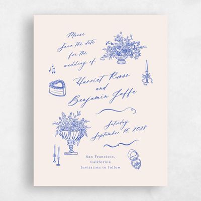Cornflower Blue Wedding Save the Date - Josette Classic
