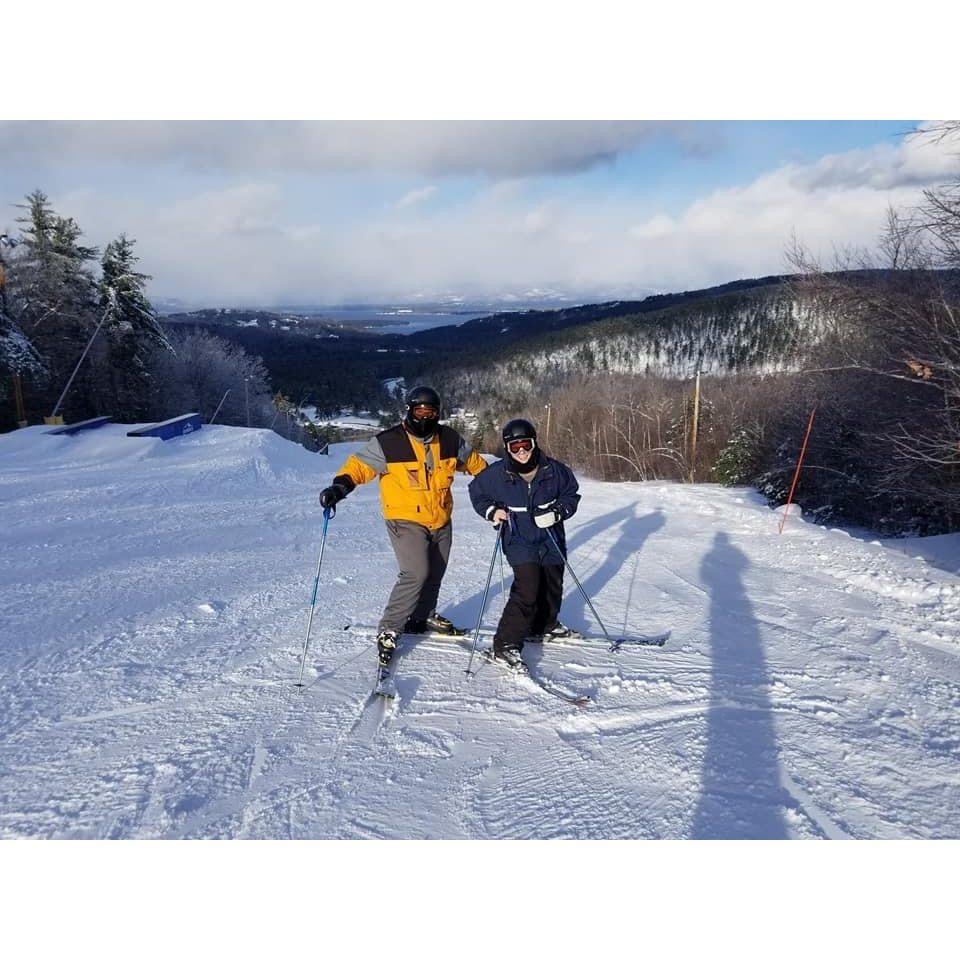 In 2018, Torey and John enjoying their many trips up to Jackson, NH and Torey pretending she is a decent skier.