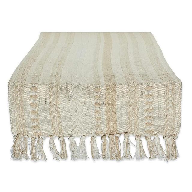 DII Farmhouse Braided Stripe Table Runner Collection, 15x108, Vintage Linen