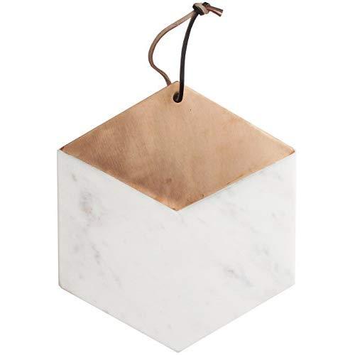 American Atelier Modern Hexagon Shaped Marble Cutting Boards/Serving Trays; Use for Cheese, Charcuterie, Breads or as a Decorative Piece (White)
