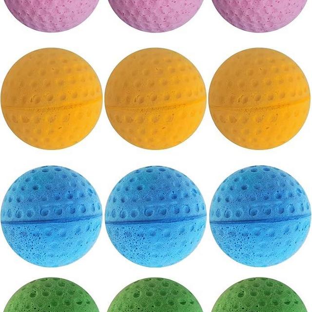 Cat Foam Ball Cat Sponge Ball Toy Cat Soccer Ball Toy (Golf Foam Sponge Ball, Count, 12)