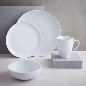 Organic Shaped Dinnerware, Set of 16,White