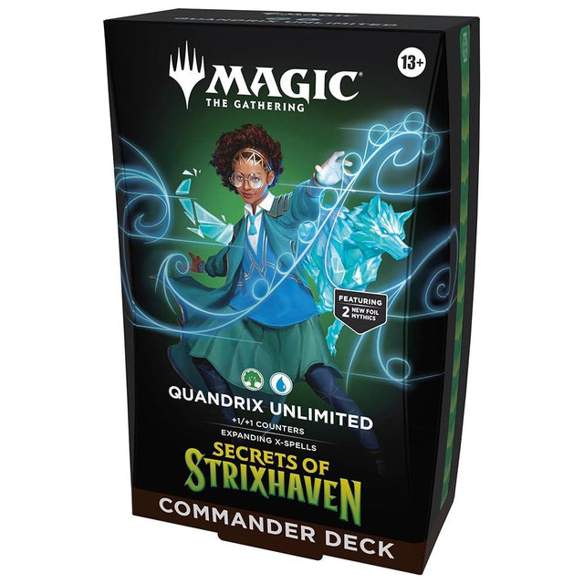 Magic: The Gathering Secrets of Strixhaven Commander Deck - Quandrix Unlimited (100-Card Deck, Deck Box + Accessories)
