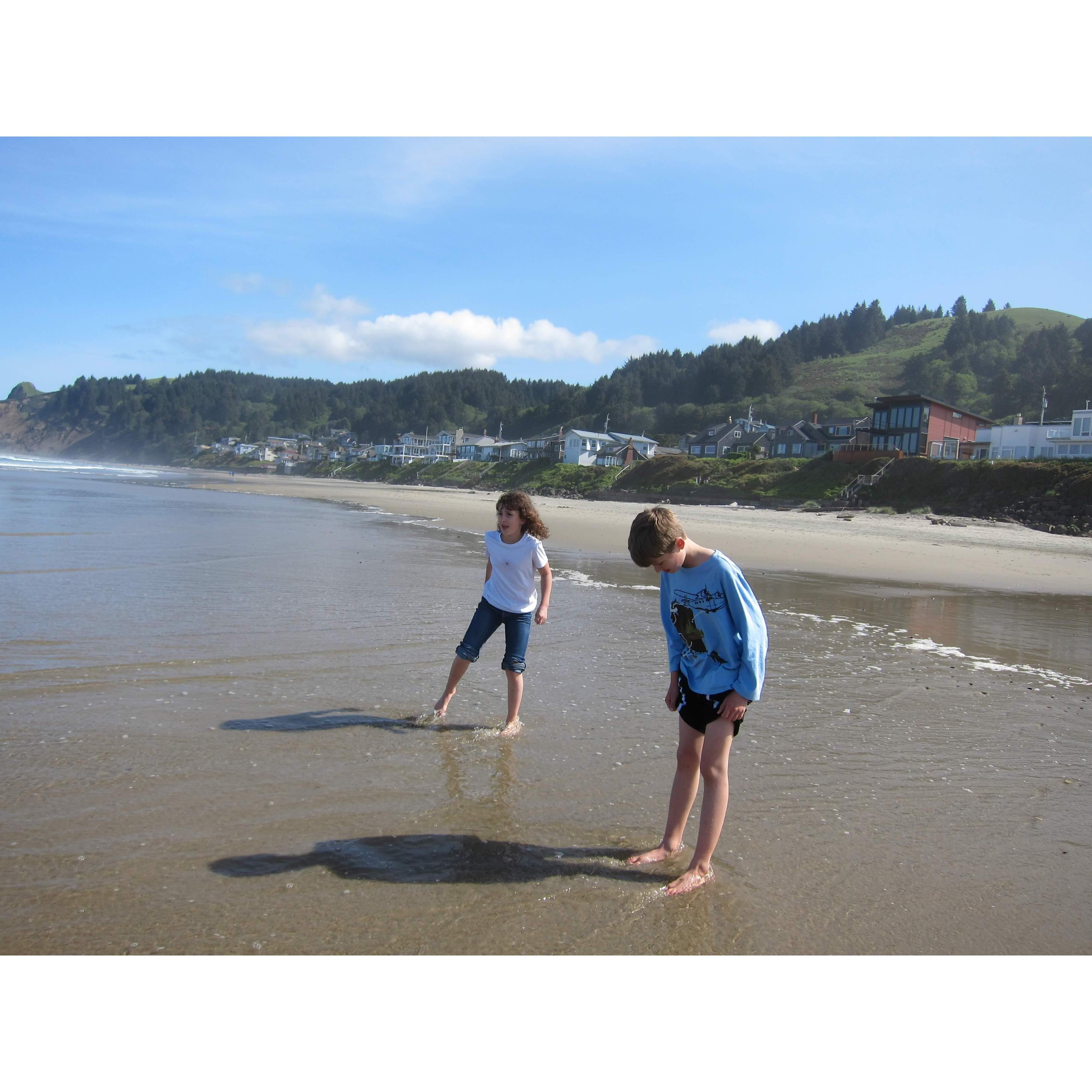 Playing on the Lincoln City beach!