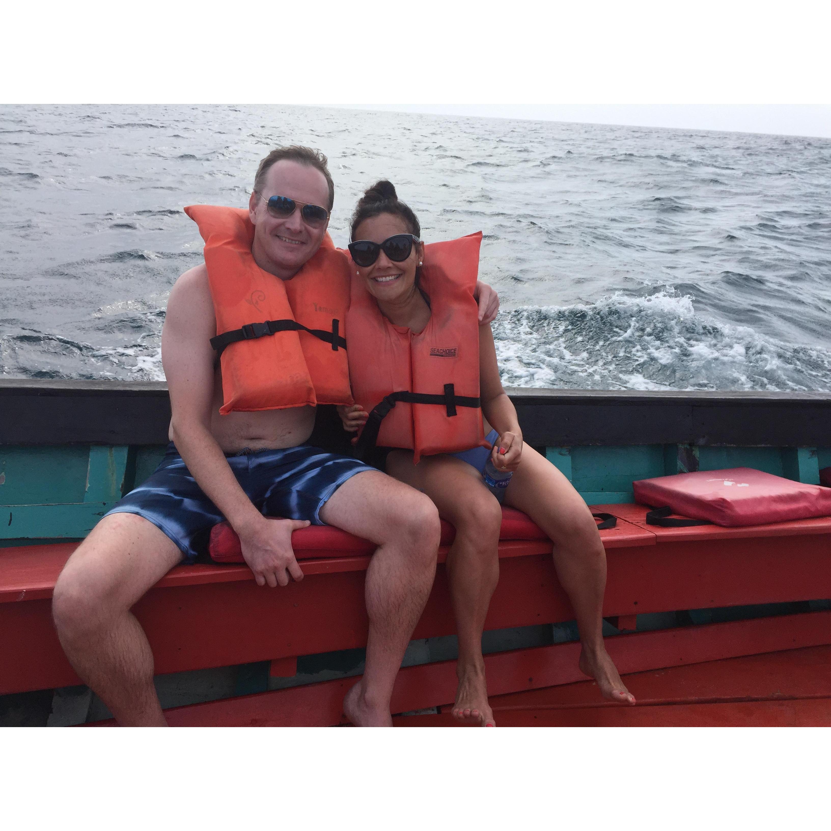 Sailing around Little Corn, Island.