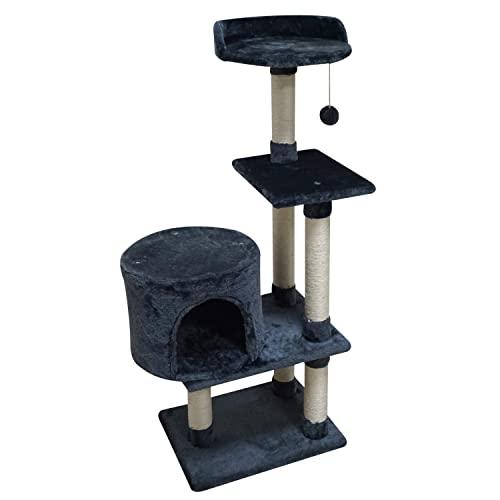 FISH&NAP Cat Tree Cat Tower Cat Condo Sisal Scratching Posts with Jump Platform Cat Furniture Activity Center Play House Grey