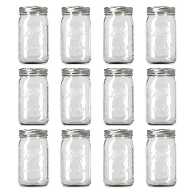 GOOD FOR MY HOME Wide Mouth Mason Jars 32 oz Bundle. Includes Twelve-32 Oz Ball Wide Mouth Mason Jars with Lids Packed in a Box. Canning Jars with Airtight Lids! Fermentation Jar & Pickling Jar!