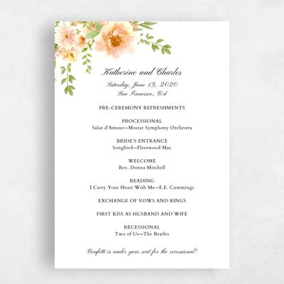 Multi-Colored Wedding Program - Tillage
