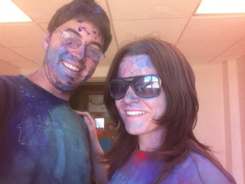Us after the Texas Tech Holi color festival