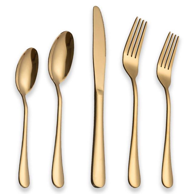 Berglander Titanium Gold Flatware Set Service For 4